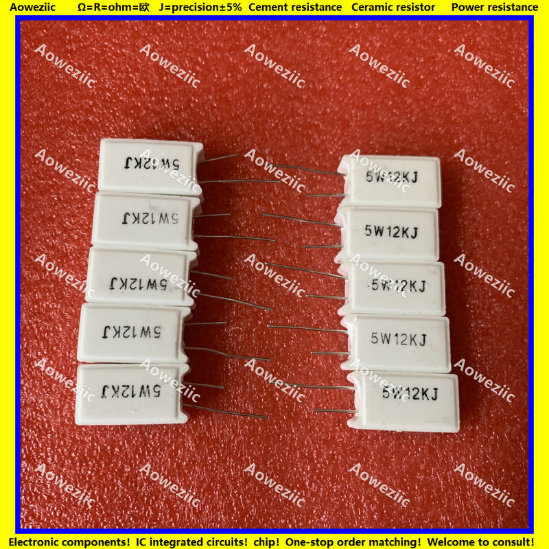 10 pezzi RX27-5 resistenza al cemento verticale 5W 12K ohm 12KR 12KRJ 5W12KJ 12000R 12000ohm 5W12K precisione di resistenza ceramica 5%