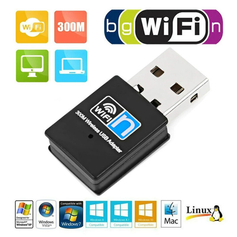 Adaptor LAN Nirkabel USB 300Mbps Adaptor WIFI 802.11n/B/G Adaptor Wifi Kartu WLAN