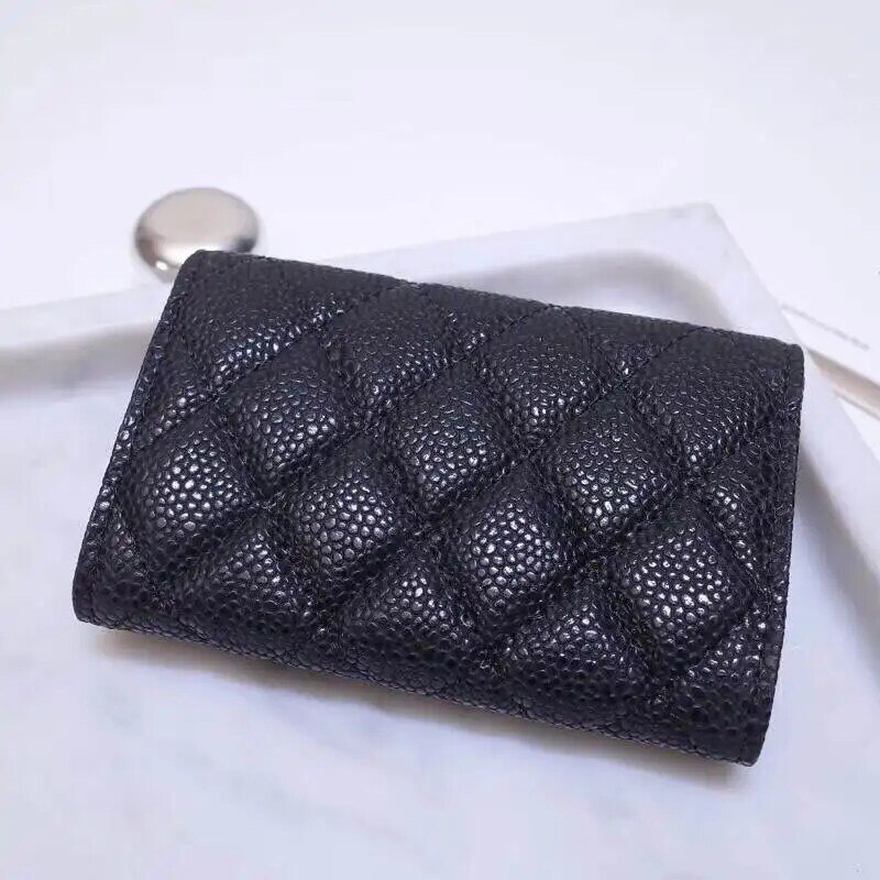 Cartera de lujo de diseño de alta calidad para mujer, billetera de cuero genuino, billetera corta con cierre, monedero pequeño para mujer