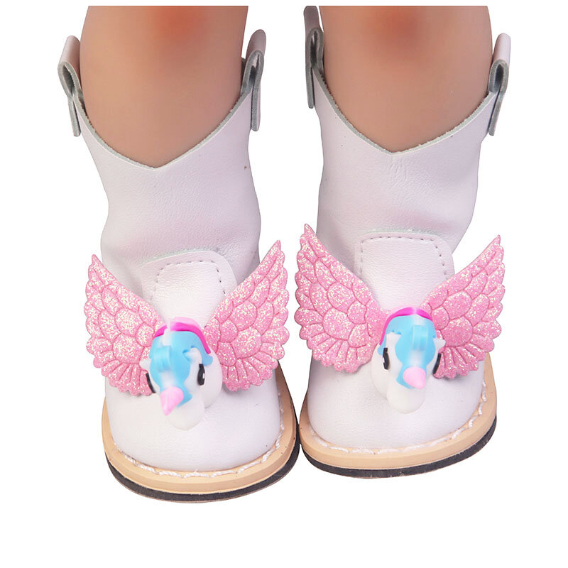 Zapatos de muñeca de 7cm, botas de muñeca de rebrón de animales con ala de arco iris, aptos para 43cm, muñeca de bebé nueva de Bron para muñeca americana de 18 pulgadas 1/3 BJD