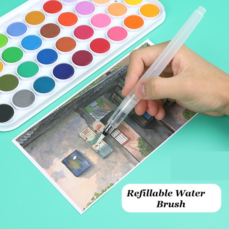 6 pçs pincel de tinta recarregável escova de cor de água escova de tinta de água macia caneta para pintura calígrafo desenho arte suprimentos