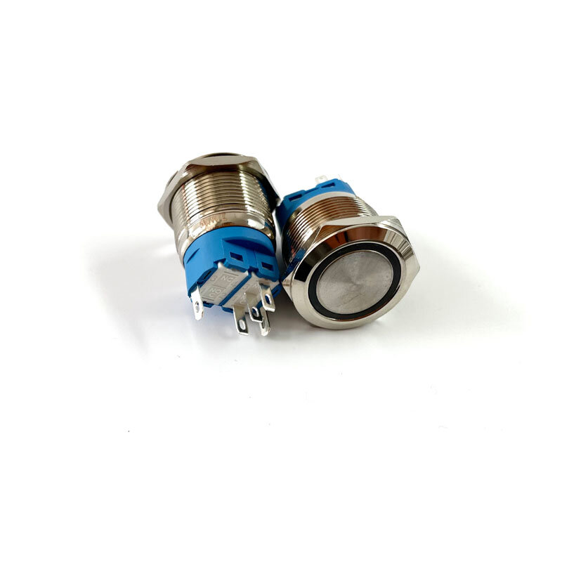 Interrupteur à bouton poussoir en métal étanche, 12/16/19/22 mm, pour un verrouillage momentané du moteur de la voiture, lumière LED, 5 V, 12 V, 24 V, 220 V, rouge, bleu