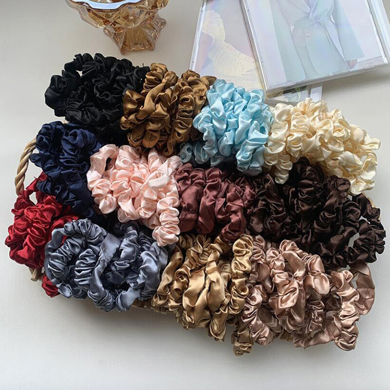 Conjunto de coleteros pequeños de seda para mujer y niña, bandas de goma, lazos para el pelo, elásticos, ajustados, 3 unidades