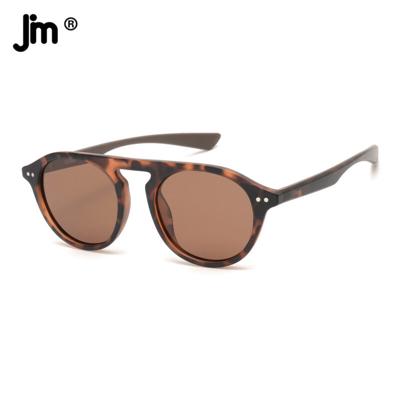 JM خفيفة الوزن مستديرة الاستقطاب الرجال النساء النظارات الشمسية خمر UV400