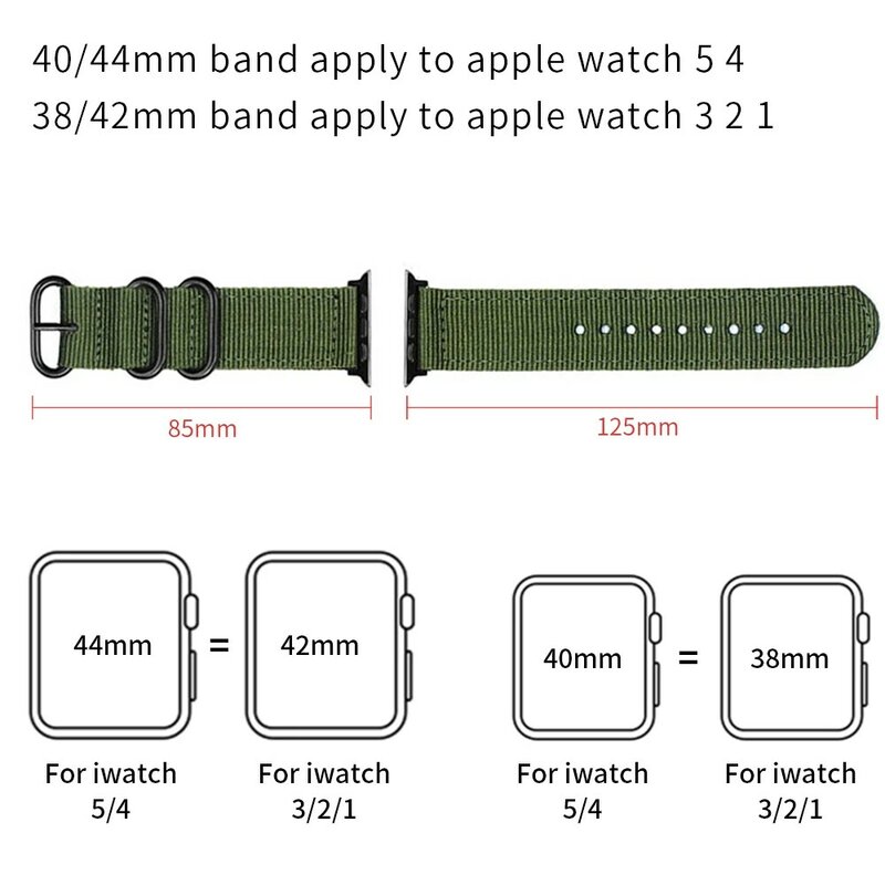 Pulseira de relógio de nylon para apple watch, pulseira de relógio para apple watch, série 5, 4, 3, 2, 1, pulseira esportiva, acessórios, 42mm, 38 pulseira para iwatch, mm 40mm 44mm