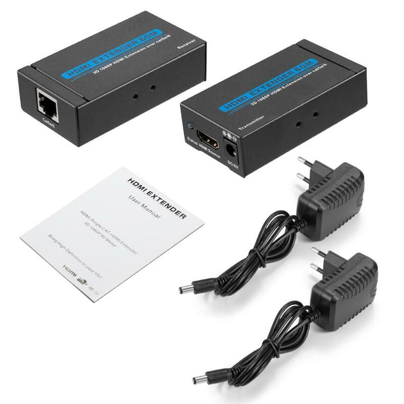 1080p 3D HDMI Transmitter Receiver 60M HDMI Extender HDMI To RJ45 Single Network Cable Extender Converter US EU Plug