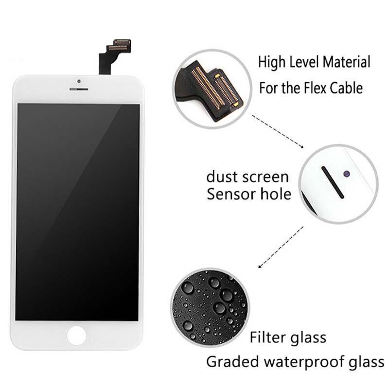 Ekran klasy AAA + + + dla iPhone 6 6S 7 8 Plus LCD z doskonałym ekranem dotykowym 3D Digitizer montaż dla iPhone 5 5S wyświetlacz + narzędzia