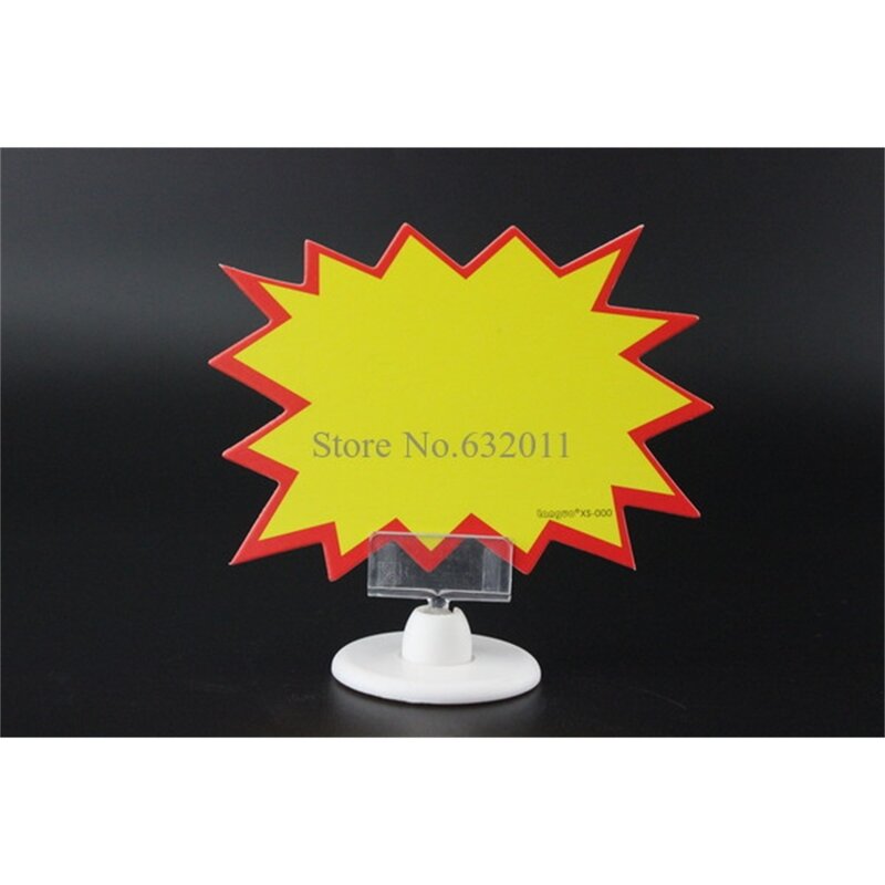 Soporte de exhibición de etiqueta de precio Pop de promoción, soporte de exhibición de letrero de escritorio de mesa con Clip en U, soporte de etiqueta adhesiva de Base de plástico