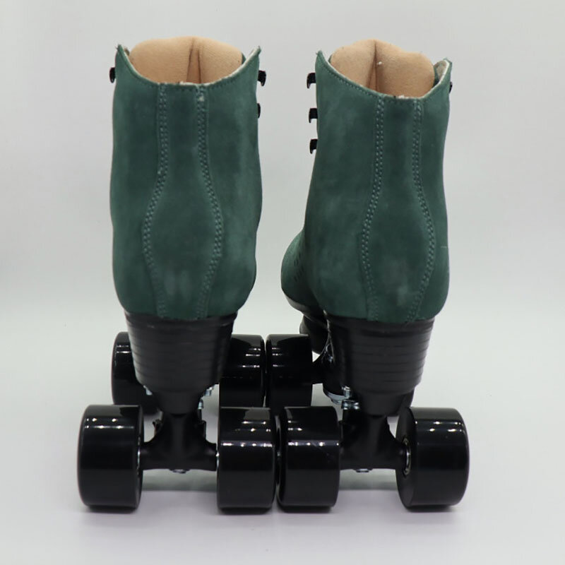 تزلج رباعي اللون باللون الأخضر من Jasper للرجال والنساء ، جلد شمواه ، تزلج بخط مزدوج ، رياضة احترافية ، أحذية باينز ذات 4 عجلات