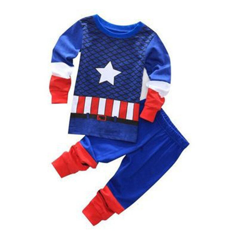 Avenger Kids Pajamas Baby Boys Clothes Girl Sleepwear Children Spiderman Sets West Cowboy Pyjamas Superman Toddle Clothing