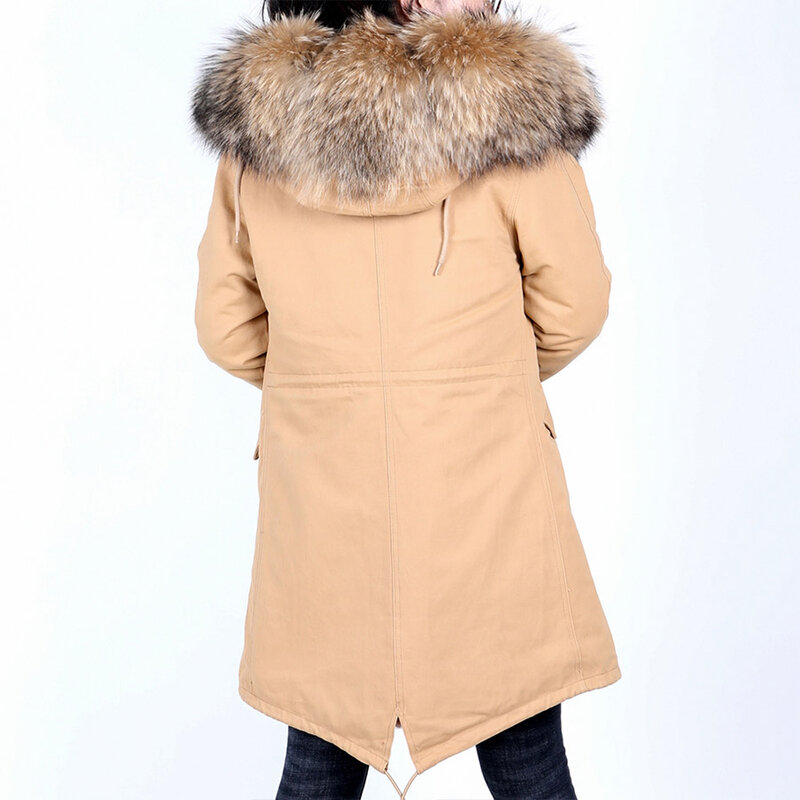MAOMAOKONG 2021 Fashion Women's Real Fox fur collar coat natural raccoon big fur collar winter parka bomber jacket coat for wome