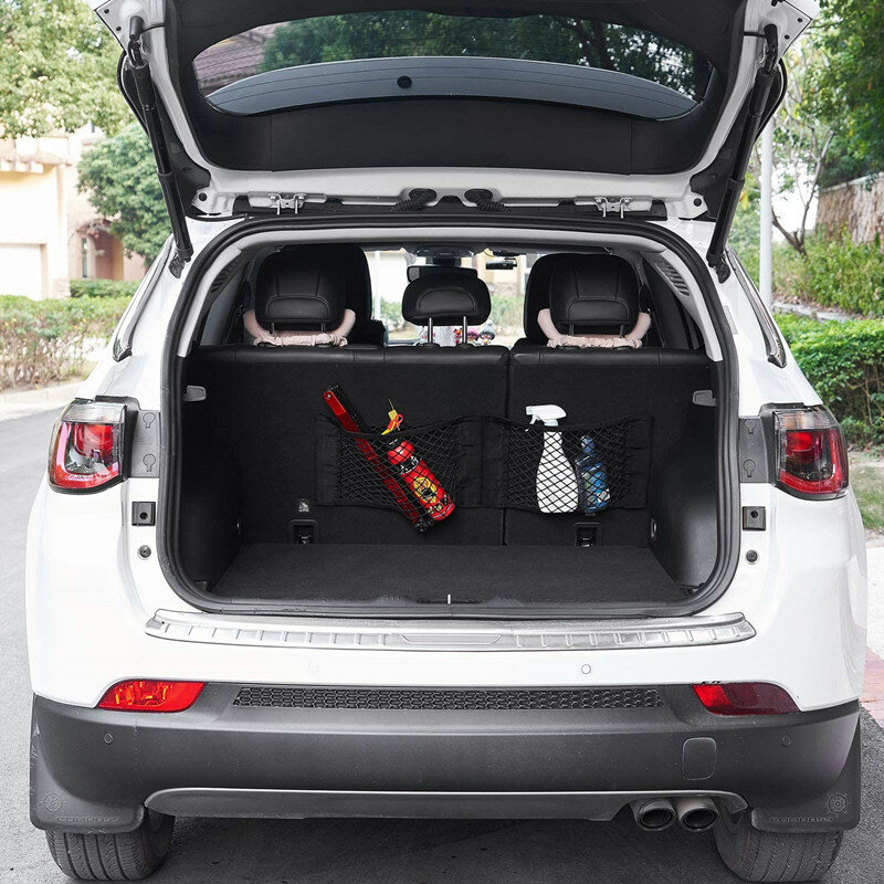 Car Back Rear Mesh Trunk Seat Elastic Cage Auto Organizer Seat Back Bag String Net Magic Sticker Universal Storage Bag Pocket