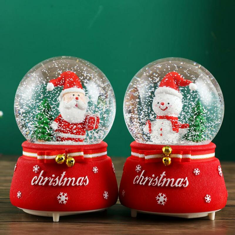 ลูกโลกหิมะมินิเพลงลูกโลกหิมะ Desktop Decor Multi-Purpose ตกแต่ง Santa Claus รูปปั้นเพลง Snow Globe Ornament