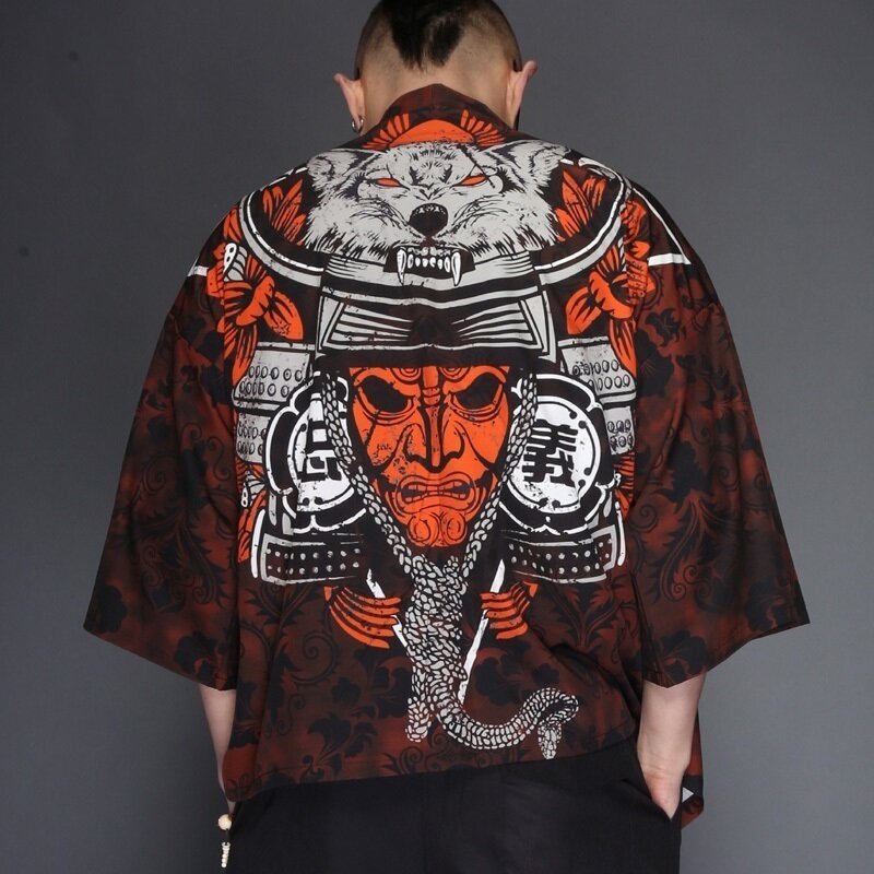Kimono japonés tradicional para hombre, disfraz de samurái, ropa de Guerrero, Cosplay japonés, Haori DD1115
