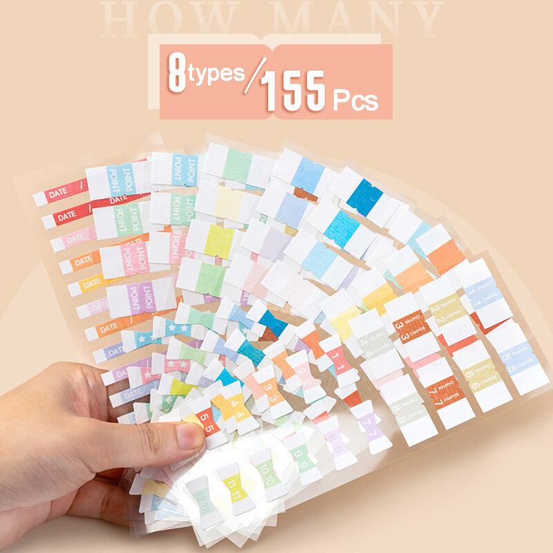 155 Sheets Macaron Series Self Adhesive Memo Sticker Pad Sticky Notes Bookmark Marker Memo Sticker Paper Student Office Supplies