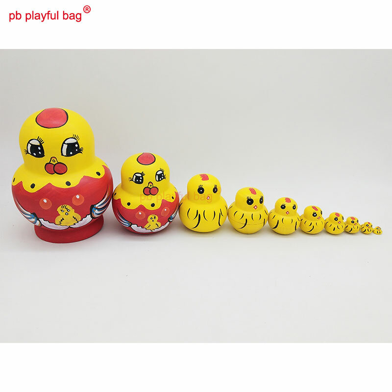 PB zabawny worek powieść i dziwne dziesięć warstw kurczaka rosyjski zestaw lalek ręcznie drewniane zabawki rzemiosła prezenty pragnąc zabawki WG16