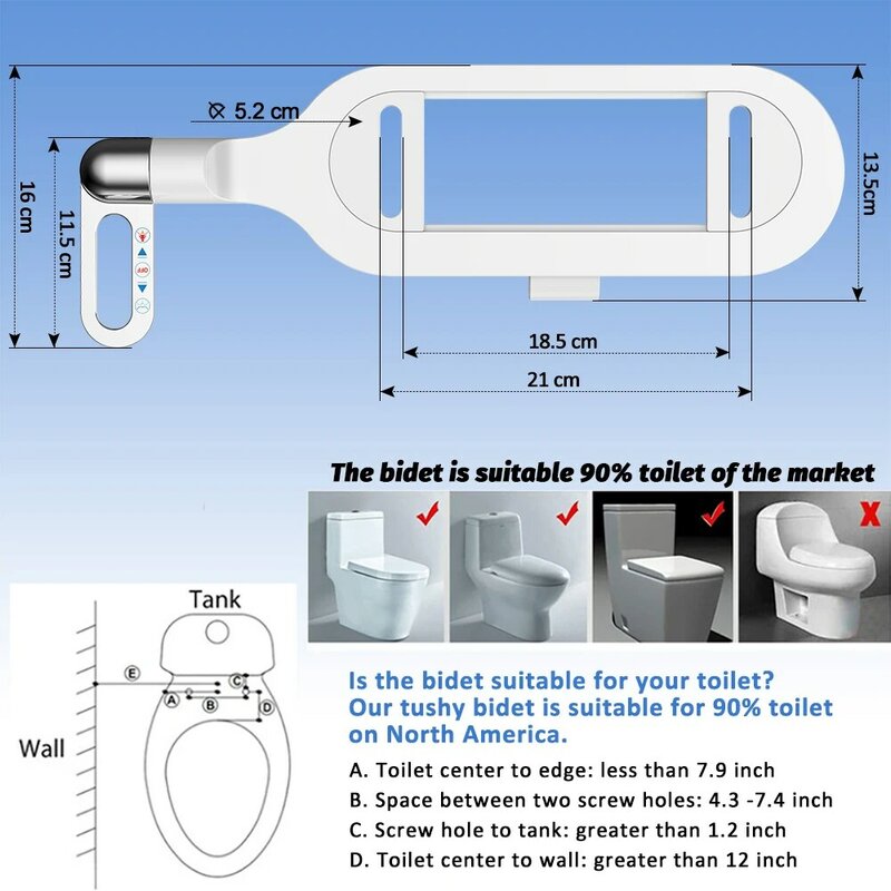Siège de toilette léger et ultra fin non électrique, bidet à double buse, pression d'eau réglable, nouveau