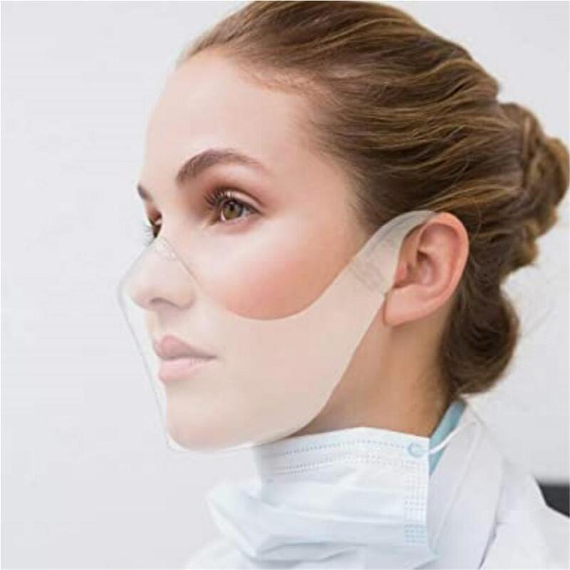 Facemask Face Shield Combine Plastic Motorcycle Face Mask Transparent Visible Lip Language Mask Mascarillas Lavables 1/2/3/5PCS