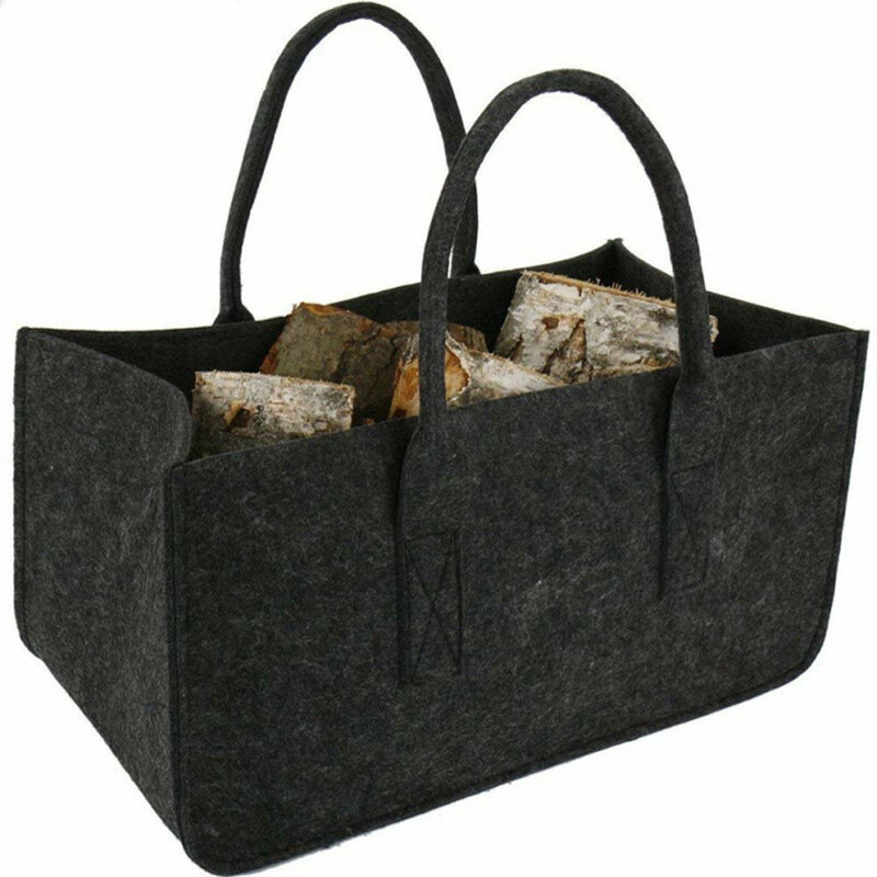 Bolsa de transporte de leña de 18x11x10 pulgadas, bolsa de almacenamiento para chimenea, bolsa de fieltro para adultos, cesta de verduras, artículos diversos