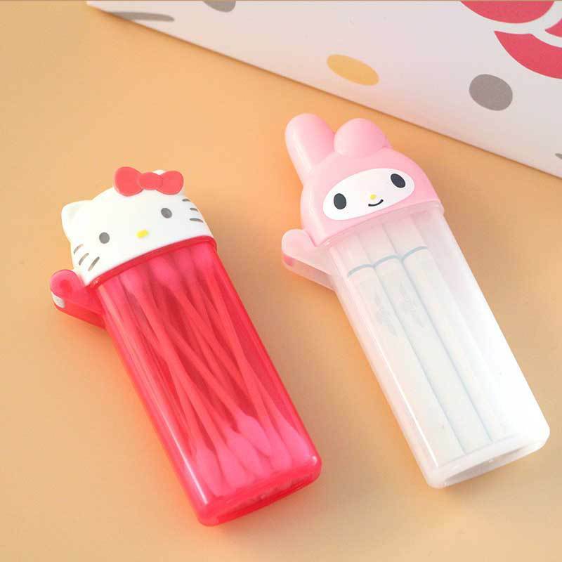 Sanrio Cartoon Anime Cotton Swab Box, Hello Kitty Cosmetic Storage Box, My Melody Birthday Gift, Brinquedos para Meninas, Festa
