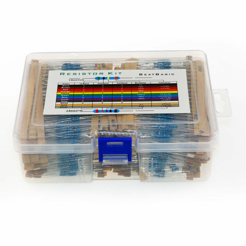 Kit de resistor de filme metálico 1r-10m ohm, 3120 segundos, 156 valor x 20 peças, 1/4w