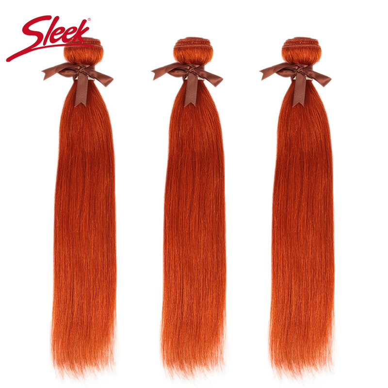 Elegante cabello humano liso brasileño para mujeres negras, extensiones de cabello Remy, Color naranja, Rubio, jengibre, naranja y rojo