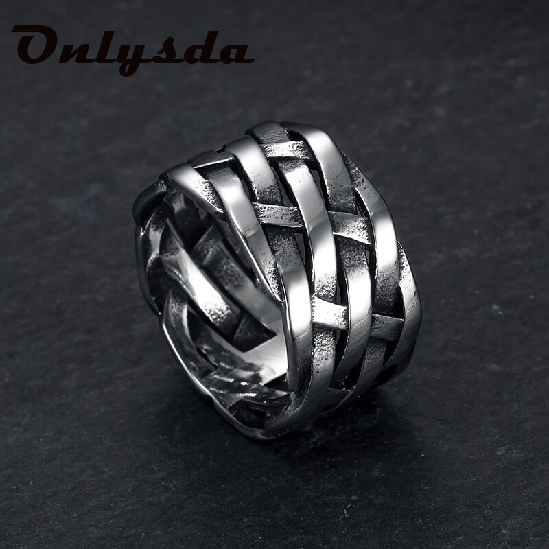 Onlysda vintage tecer viking símbolos de aço inoxidável dos homens mulheres anéis simples para a menina namorado jóias criatividade presente osr714