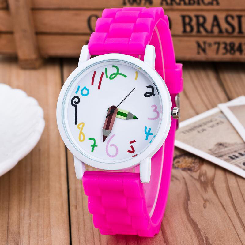 Silikon Uhren Kinder Bleistift Zeiger Student Uhr Quarz Armbanduhren Geschenk Uhren FS99