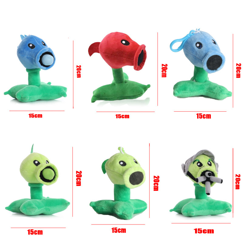 20cm Plants VS Zombies 2 Peashooter Snow Pea Repeater Threepeater Gatling Pea Cartoon Anime Game Stuffed Toys Pendants Kid Gift