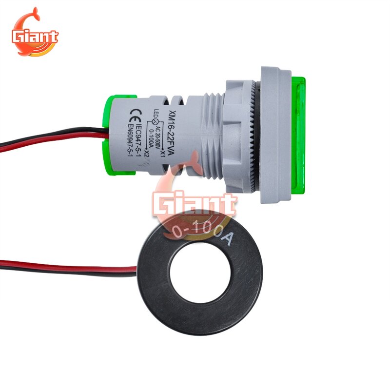 Amperímetro Digital de doble voltímetro, medidor de corriente y voltaje de 22mm, 500V AC 60-, LED cuadrado, medidor de 110V, 220V, 10A
