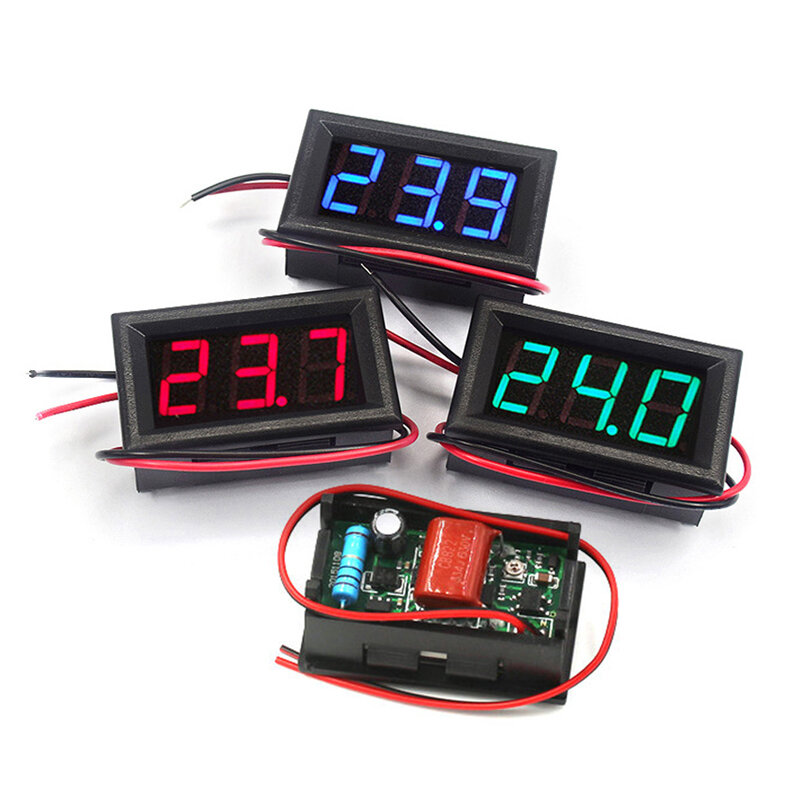 LED 디지털 전압계 전압계, 전압 계기 도구, 2 와이어, 빨간색 녹색 파란색 디스플레이, AC 70-500V, 0.56 인치, 110V, 220V, DIY 0.56 인치