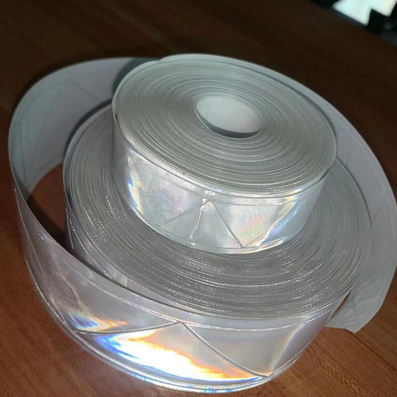Cinta reflectante de PVC de 2,5 CM, tira blanca de cristal de alta visibilidad para coser en la ropa, bricolaje, para bolsas, 10 metros