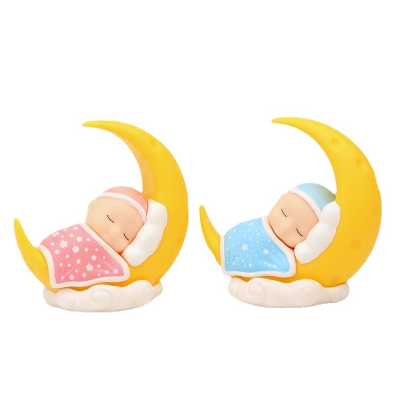 Cake Decoration DIY Sleeping Baby Moon Plug-in Children's Birthday Party Decorations Dolls Micro-view Ornaments