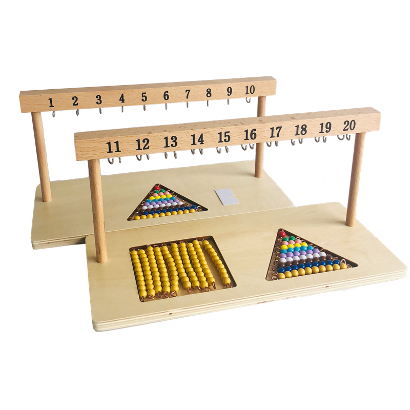 Montessori Mathematics Materials Colored Beads Stair With Bead Hanger Linear & Skip Counting Game for Children Numbers Learning