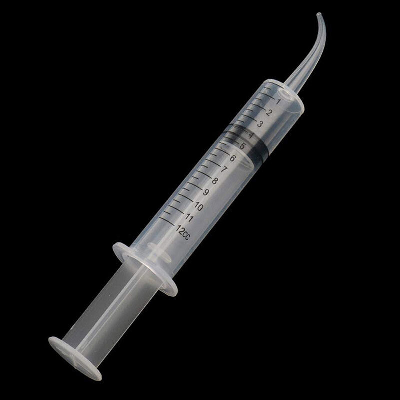 2pcs Clear Disposable Dental Irrigation Syringe With Curved Tip Dental Kit 12ml Teeth Care Tools