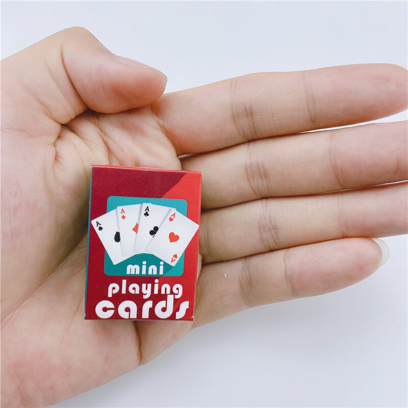 MINI juegos de póker en miniatura para muñecas, accesorios de decoración del hogar, juego de cartas de alta calidad, 40x28mm