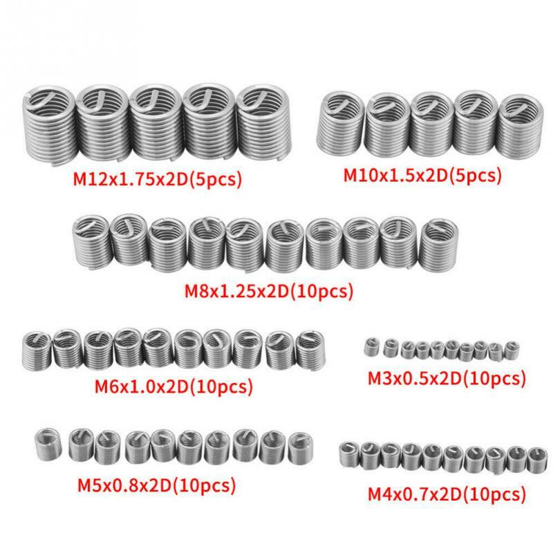 M3 M4 M5 M6 M8 M10 M12 304 in acciaio inox 2D fissaggio filettatura inserto Kit strumento di riparazione Hardware manicotto a spirale vite Set di usura