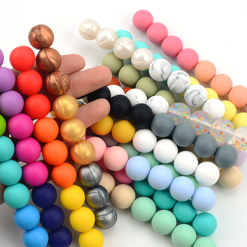 LOFCA – anneau de dentition en Silicone, perles rondes de 19mm, 10 pièces, sans BPA, qualité alimentaire, jouet pour bébé, bricolage, bijoux, collier, accessoires d'allaitement