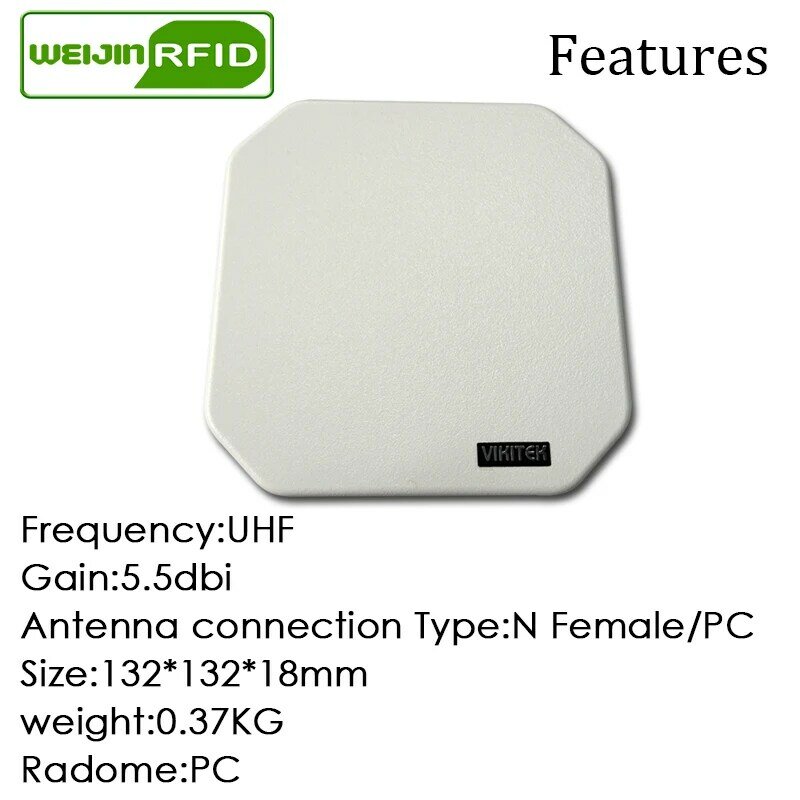 هوائي RFID UHF 915MHz VIKITEK دائري الاستقطاب ، 5.5DBI مسافة متوسطة يستخدم لقارئ zebra FX7500 FX9500 FX9600