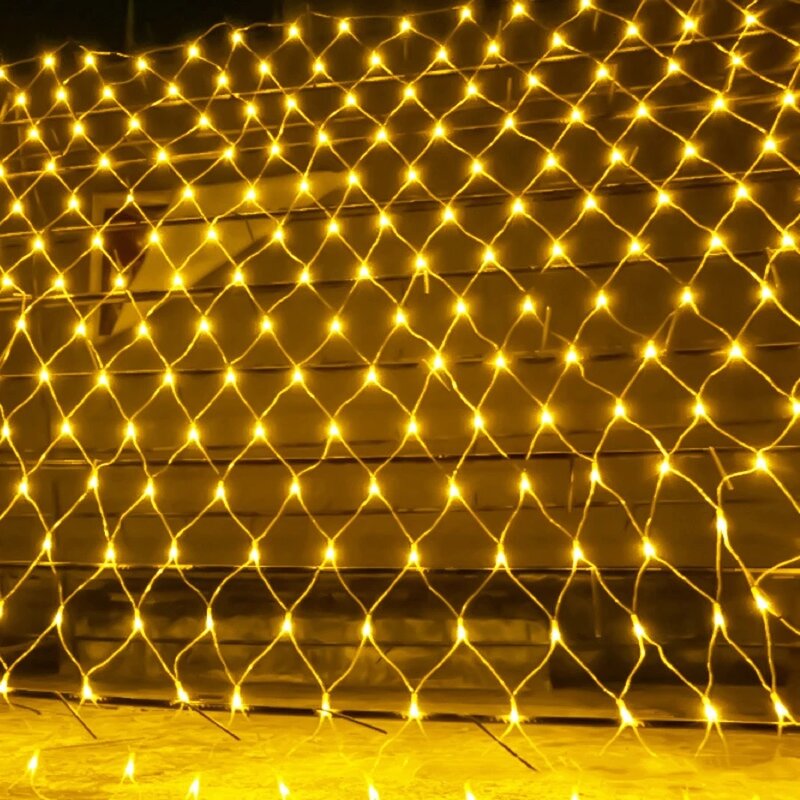 LED Net Mesh Fairy String Light, guirlanda, cortina de janela, Natal, festa de casamento, feriado, 220V, 1.5x1.5m, 3x2m