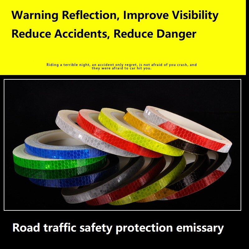 السلامة المرورية ملصقا واقية ، شريط تحذير عاكس ، ذاتية اللصق ، الدراجة ، سيارة ، الزخرفية ، 1 سنتيمتر