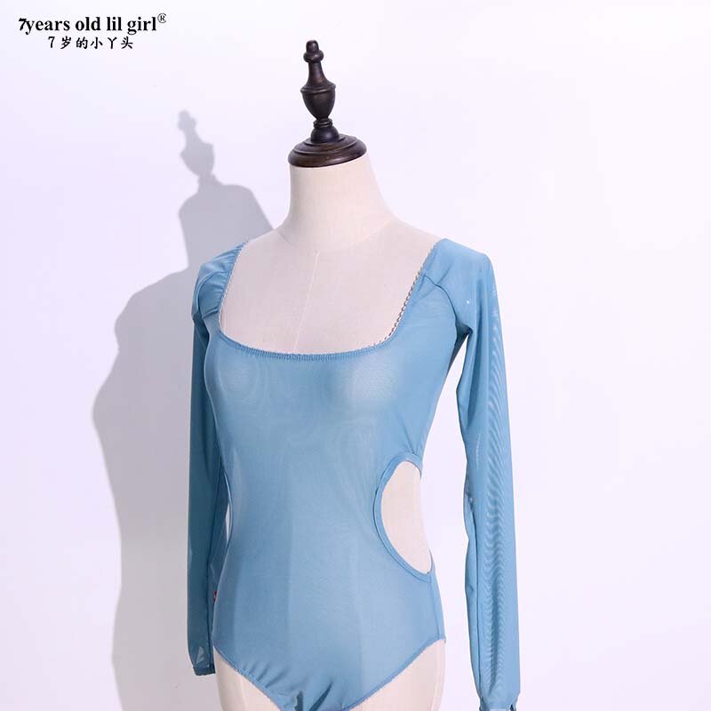 2021 macacão feminino verão bodysuit malha transparente malha collant sexy body manga comprida cq116