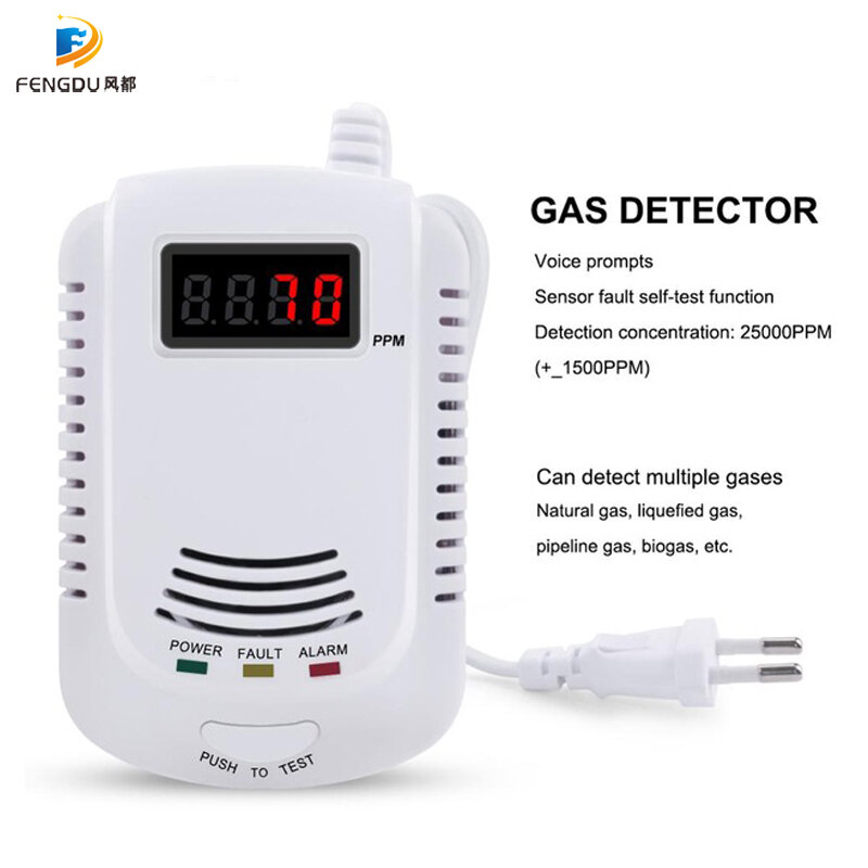 Home rilevatore di Gas combustibile Plug-In autonomo gpl gnl carbone sensore di allarme perdite di Gas naturale sensore di allarme vocale