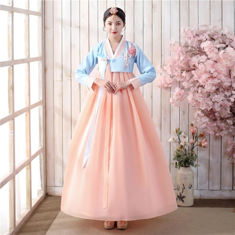 Традиционная корейская одежда, платье, Женский Модный корейский костюм для свадебных танцев, сценическая азиатская одежда, комплект Феи Hanbok с топом и юбкой