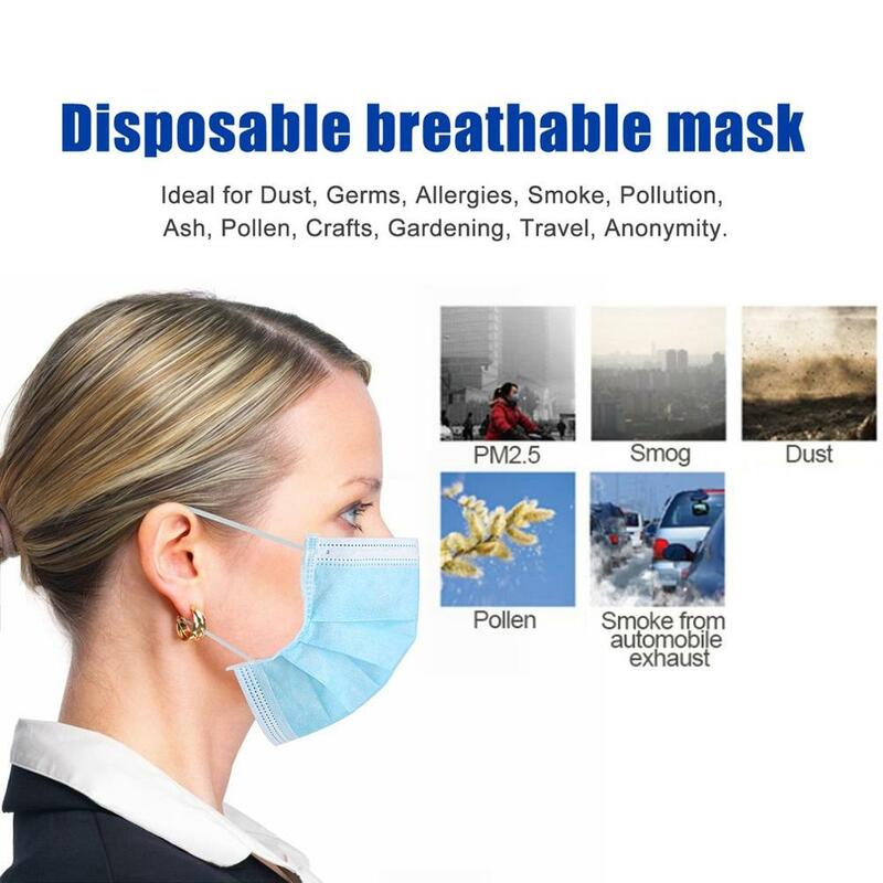 1/50PCS Face Mask Surgical Mask 3-Ply Cotton Anti Dust Mask Mouth Mask Nonwoven Windproof Mouth-muffle Bacteria Proof Flu PM2.5