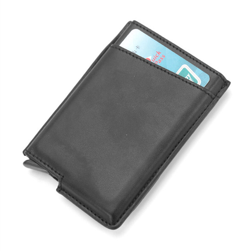 Zovyvol 2021 Thẻ Mới Tối Giản Đen Ví Ví RFID Ngăn Chặn Cho Nam Vintage Mini Túi Tiền ID Giữ