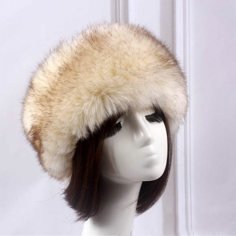 Zimowe ciepłe grube futro kapelusz opaska na głowę akcesoria do włosów Furry Fluffy Fox Turban nauszniki Cap dziewczyny kobiety ucha cieplej pasma włosów
