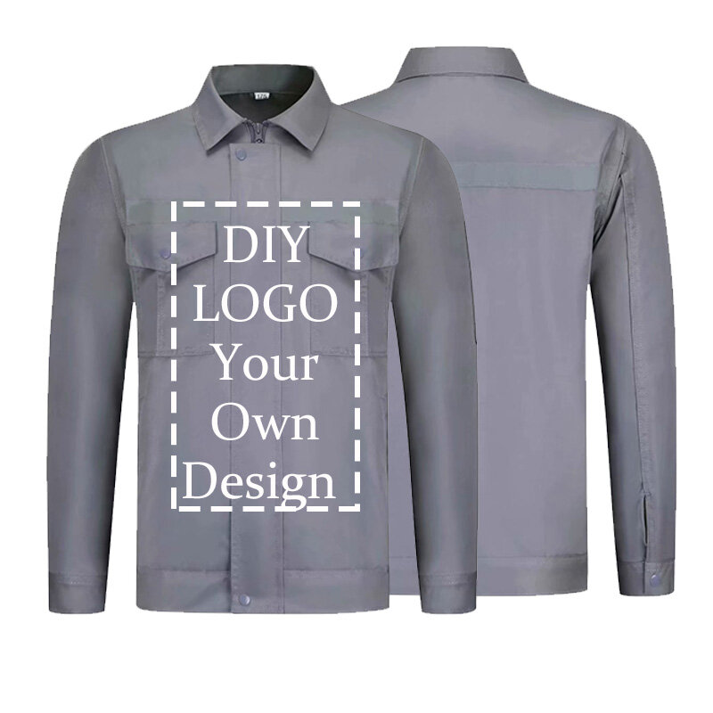 LOGO Pakaian Kerja Kustom Desain Anda Sendiri Dipertebal Pakaian Kerja Lengan Panjang Bengkel Mantel Musim Semi dan Musim Gugur Tahan Aus