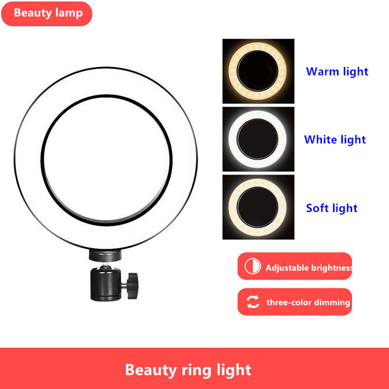 26 ซม.LED SelfieแหวนแสงUSB Video Lightการถ่ายภาพแหวนโคมไฟขาตั้งกล้องสำหรับแต่งหน้าVanity Liveหลอดไฟ