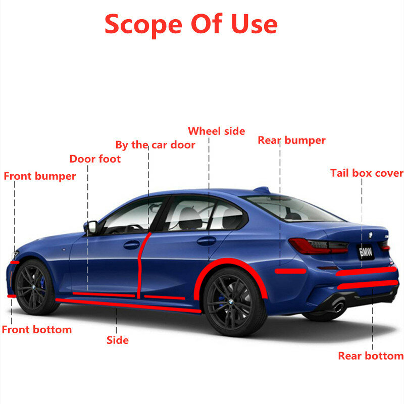 Carbon Fiber Anti-Scratch Car Adesivos Protetor de soleira da porta Tira de borracha Auto Threshold Bumper Película protetora de borda